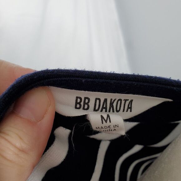 BB DAKOTA dress Dinah navy blue stripe ponte shift jersey M - Picture 8 of 10